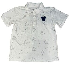 Disney Junior Mickey Mouse Polo Shirt White Collared Tee Toddler 4T 100% cotton